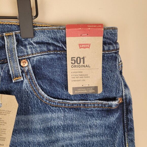 Levi's 501 Original Fit Jeans Worn In Indigo Medium Wash Blue Size 24W M NEW - Picture 14 of 14